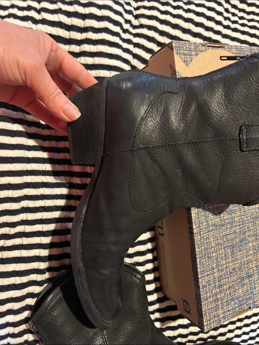 Born Black Leather Western Ankle Boots - Picture 8 of 11